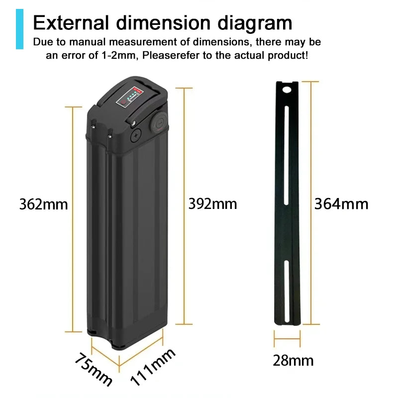 Silver Fish 36V/48V/52V/60V 10Ah 12Ah 15Ah 20A Lithium battery pack For 250W-1800W Folding E-two wheeler Handheld+3A XLR Charger.