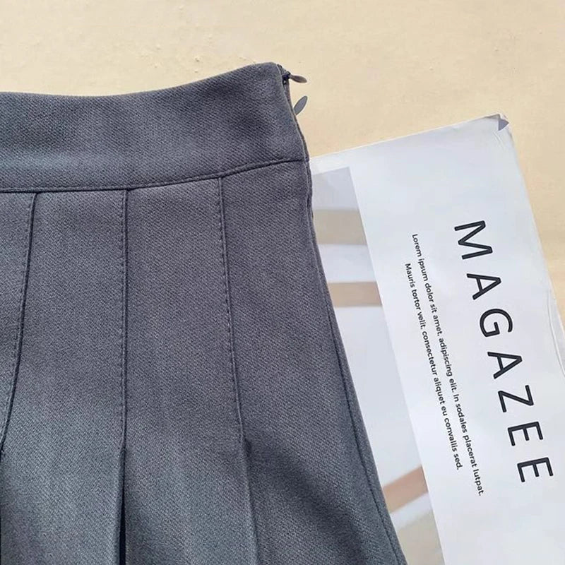 Faux Wool Pleated Skirts for Women Y2K Autumn Winter High Waist Preppy Woolen Jk Dance Skirt Korean Streetwear Female Mini Skirt