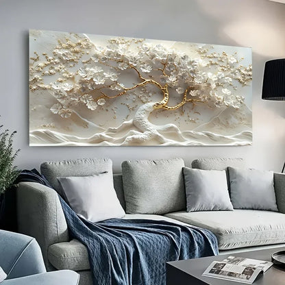 Golden Tree of Life Art Large Golden Tree of Life Canvas Art , Modern Wall Decor for Living Room and Bedroom.