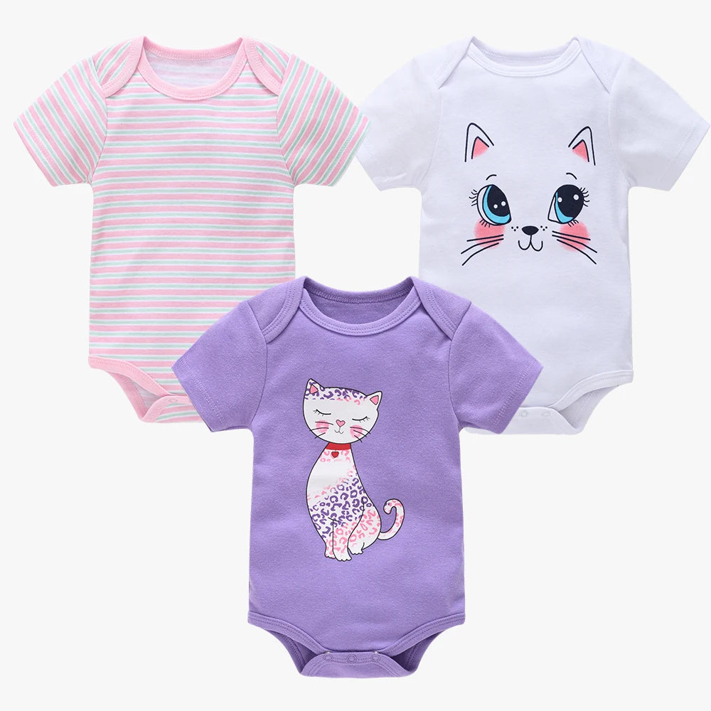 3 teile/los Baby Jungen Body Mode Körper Anzüge Kurzarm Neugeborenen Overalls Cartoon Kinder Baby Mädchen Strampler Kleidung Боди