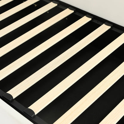 Polsterbett, Einzelbett, süßes Katzendesign, hydraulisches Bett mit Stauraum und Gürtelgriffen, stabiler Gitterrost, 90 x 200 cm