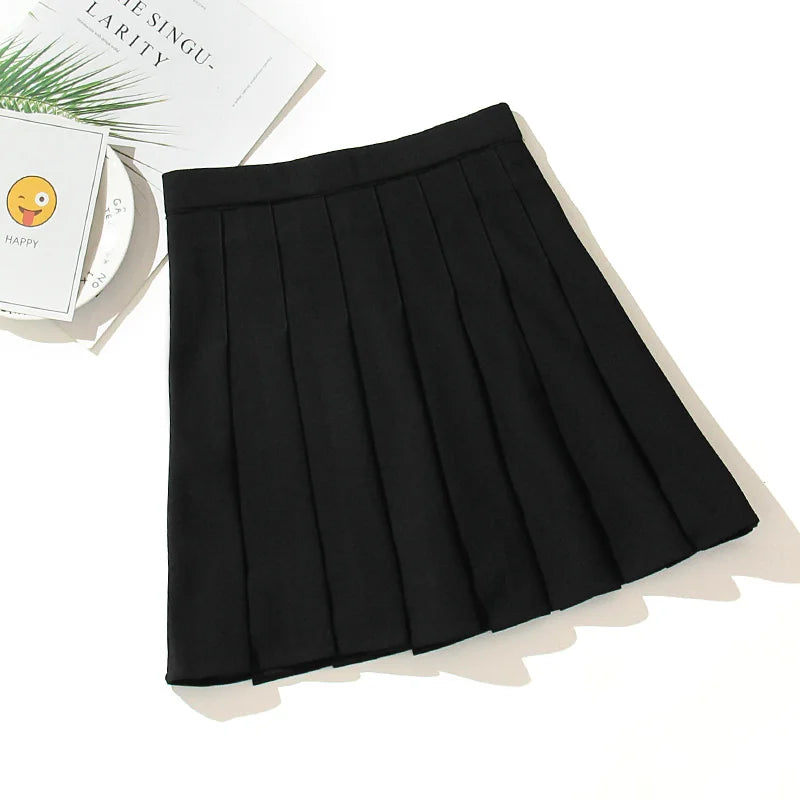 High Waist Pleated Kawaii Harajuku Skirts Women Girls Lolita A-line Sailor Large Size Preppy School Uniform.