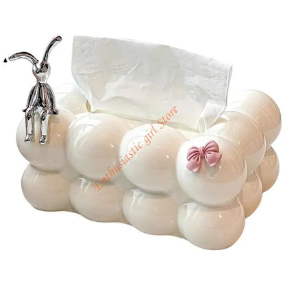 Lovely Rabbit Tissue Container Paper Dispenser Case Enhances Your Home's Aesthetic RXJB.