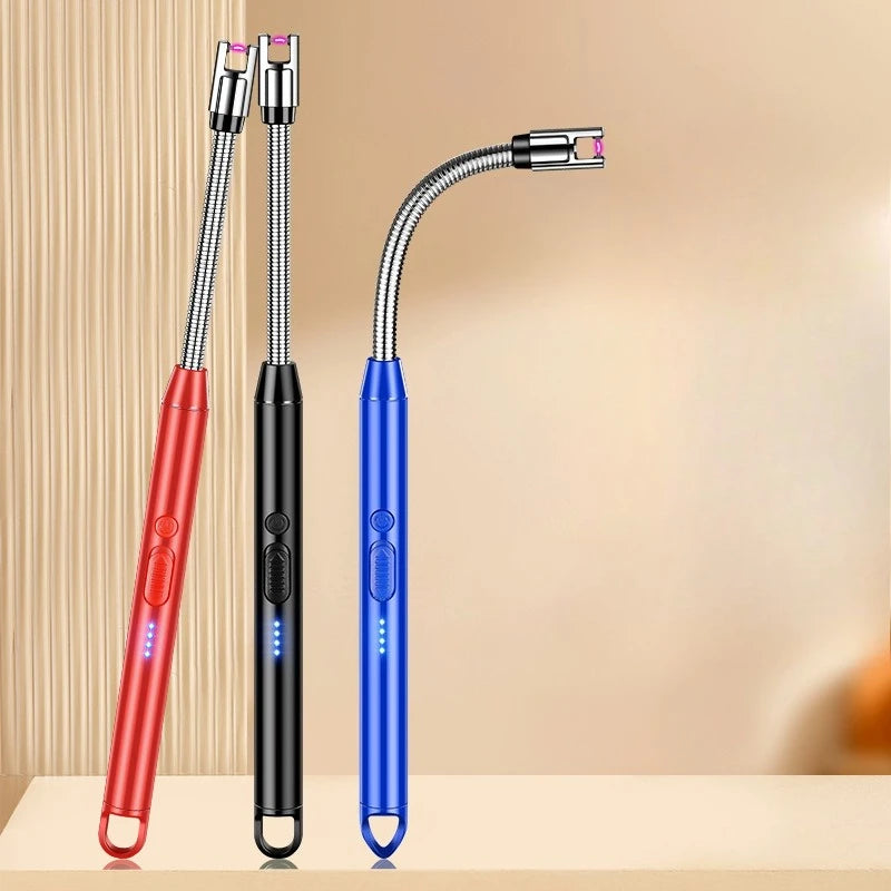 2025 Windproof Kitchen Electric USB Lighter Long Candle BBQ Gas Stove Ignition Camping Rechargeable Arc Flameless Plasma Lighter.