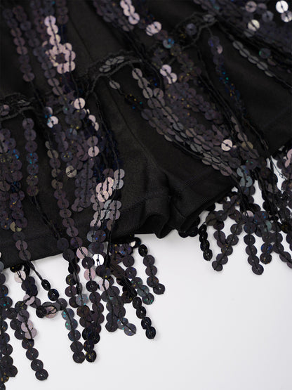 Kind Mädchen Ärmellose Glänzende Pailletten Quaste Boyshorts Kleid Latin Jazz Dance Cha-cha Samba Bühne Leistung Kostüm Dancewear