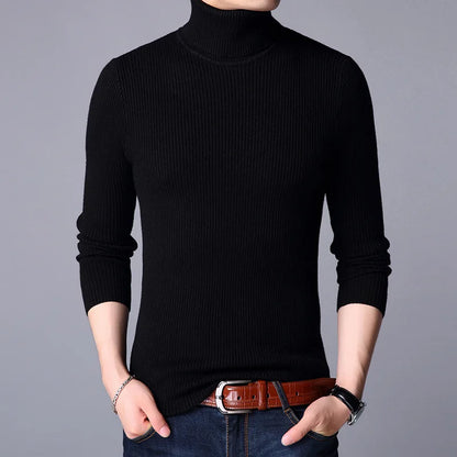 Turtleneck Pullovers Sweaters Men 2020 Autumn Winter Solid Color Long Sleeve Knitting Sweater Thickening Men's Bottoming Shirt.