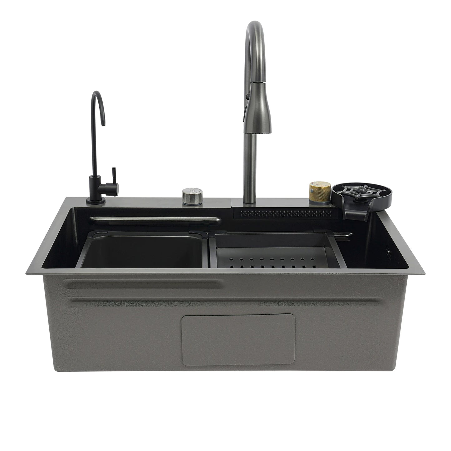 Edelstahl Rechteckige 68*45*21 cm Küche Waschbecken Große Single Slot Wasserhahn Set Seifenspender Tasse Waschmaschine