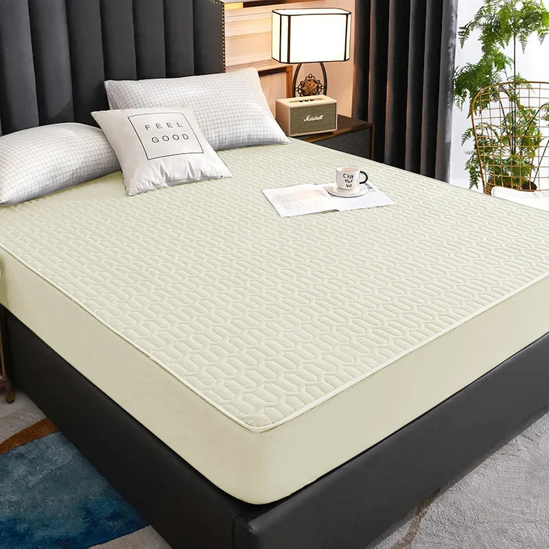 Waterproof Thicken bed Cover Solid color Mattress Protector Skin-Friendly Queen King Double Fitted Sheet Mat 90 140 180x200cm