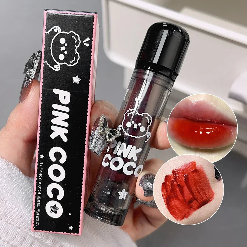 Dark Black Mirror Water Lip Gloss Moisturizing Juice Glass Tea Brown Red Lipsticks Lasting Non-stick Cup Korean Makeup Cosmetics.