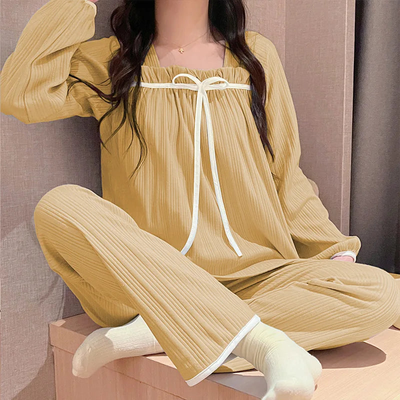 Neues 2-teiliges Set Damen pyjamas Homewear Frühling und Herbst Milch seide Langarmhose Pyjama Damen Casual Homewear.
