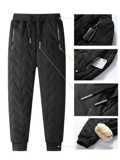 UETEEY Winter Thermal Fleece Pants Men Plush Lambswool Thicken Warm Waterproof Trousers Man Casual Windproof Joggers Sweatpants.