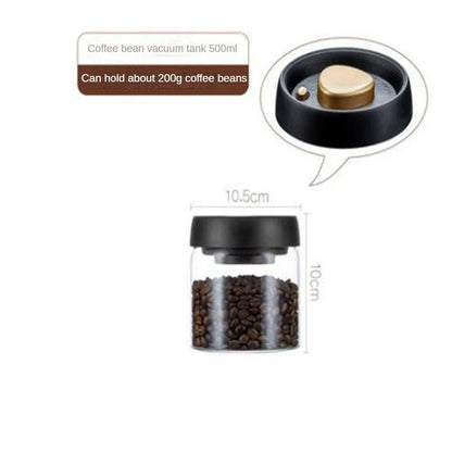 Coffee Beans Vacuum Sealed Tank Transparent Glass Food Storage Jars Household Moisture-proof Air Extraction Airtight Container.