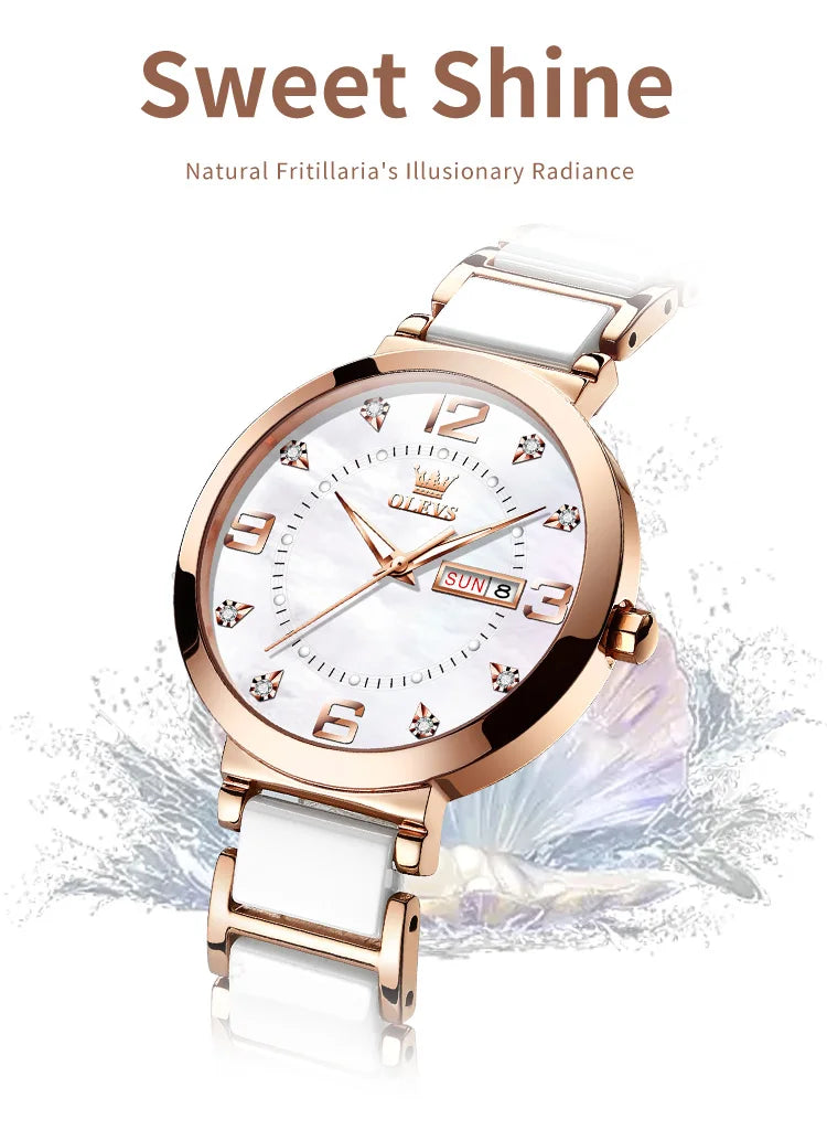 OLEVS Women's Wristwatch Luxury Brand Watch for Women Elegant Bracelet Waterproof Fashion Quartz Ladies Watches Reloj Para Mujer.