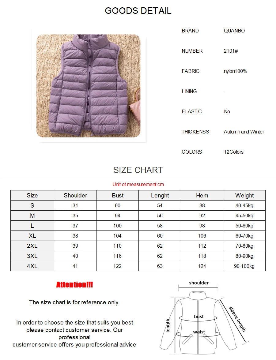 12 Farben 90% weiße Enten Daunen Frauen ärmellose Jacken 2023 Neuankömmlinge weibliche ultraleichte packbare Weste Frauen Mäntel.