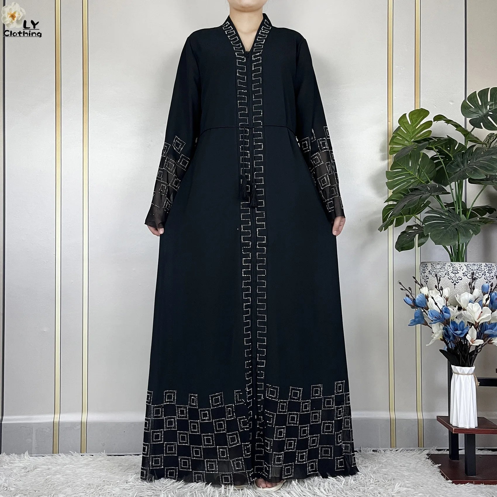 2024 For Women Elegant Dresses Dubai Party Outfits Long Sleeved Chiffon Dashiki Muslim Women Robe Open African Abaya Clothing.