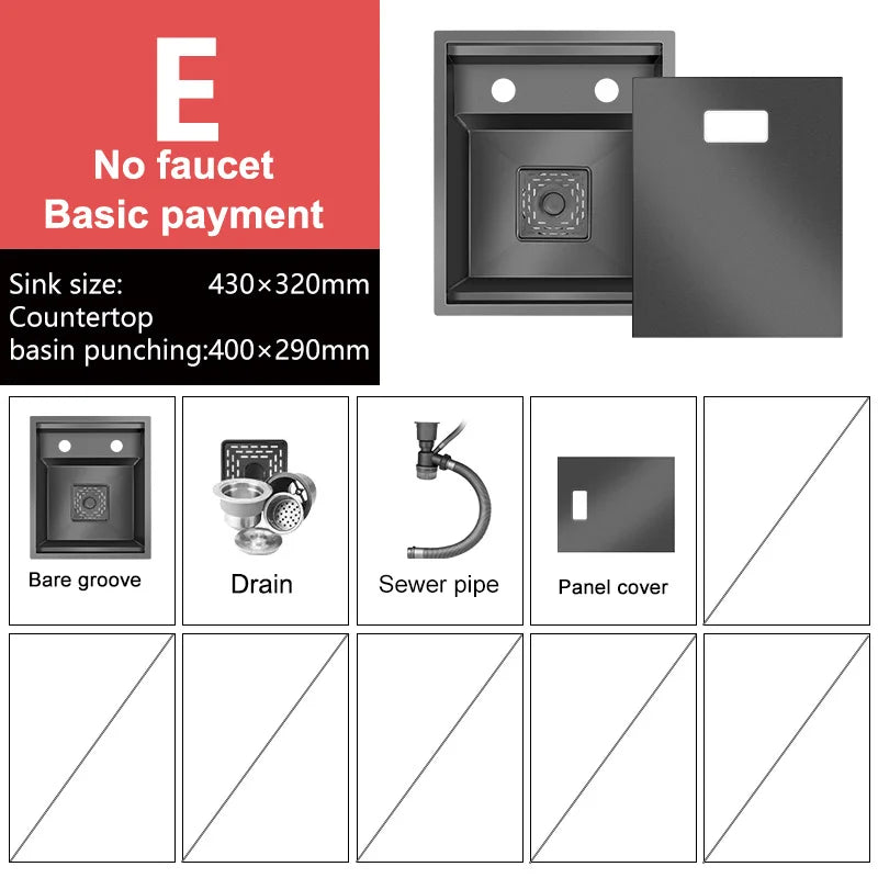 Stainless Steel Kitchen Sink Concealed Mini Single Sink Apartment Bar Multifunctional Hand Wash Fruit and Vegetable Basin