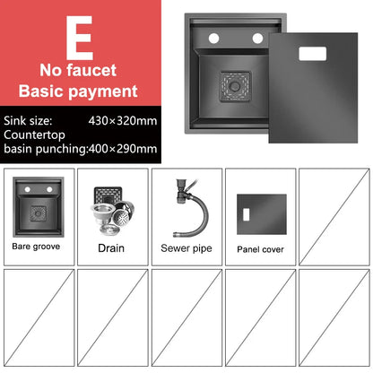 Stainless Steel Kitchen Sink Concealed Mini Single Sink Apartment Bar Multifunctional Hand Wash Fruit and Vegetable Basin