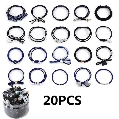 50/12PCS  Women Elastic Hair Ties Pearls Fashion Girls Scrunchies Ponytail Holder Rubber band Hair Rope Hair Accessories