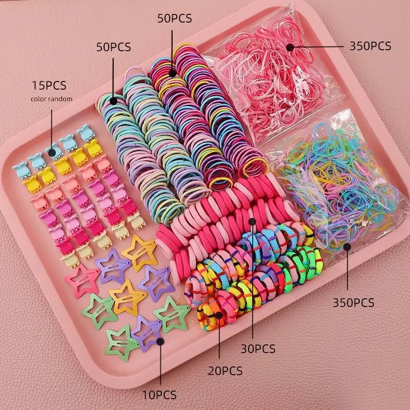 Cute Simple Children's Hair Accessories Comb Set Hair Clips Hair Bands Creative Headwear Set Kids Fashion Accessory Bundle.