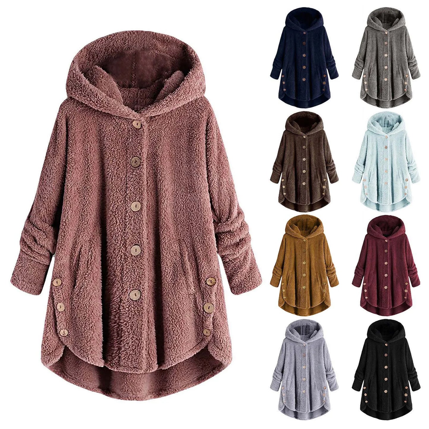 Herbst Wintermantel Frauen warme Teddybär Mantel Woll jacke weibliche Plüsch mantel Kapuzen jacke neue Damen mäntel einfarbige Jacke.