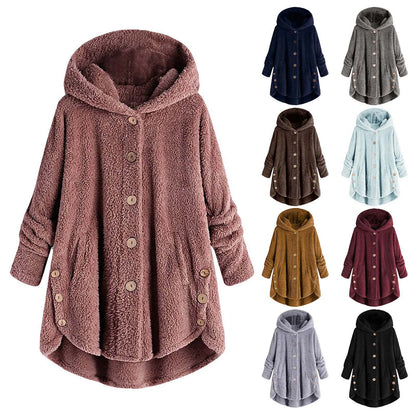 Herbst Wintermantel Frauen warme Teddybär Mantel Woll jacke weibliche Plüsch mantel Kapuzen jacke neue Damen mäntel einfarbige Jacke.