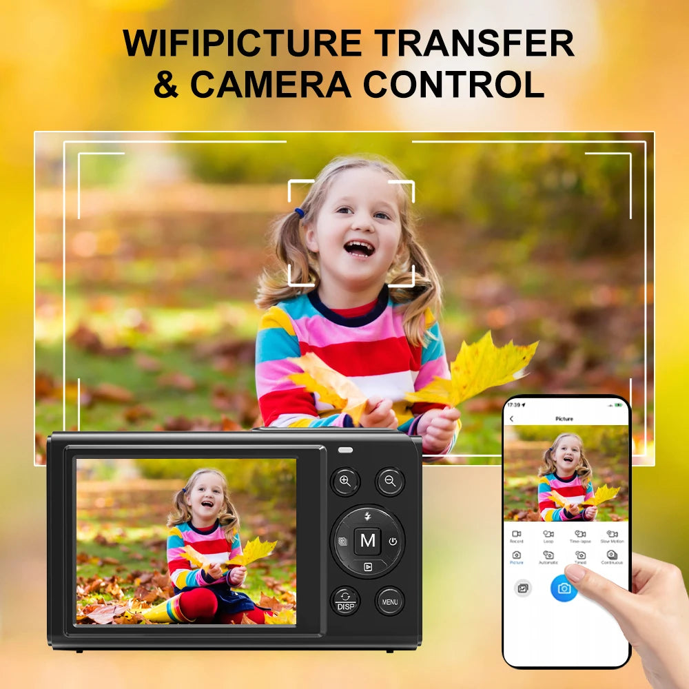 Ourlife Digital Camera CCD Dual Screen Portable Digital Camera 18X Zoom 5K Vintage Vlog Video Recorder 80MP CCD Selfie Camera.