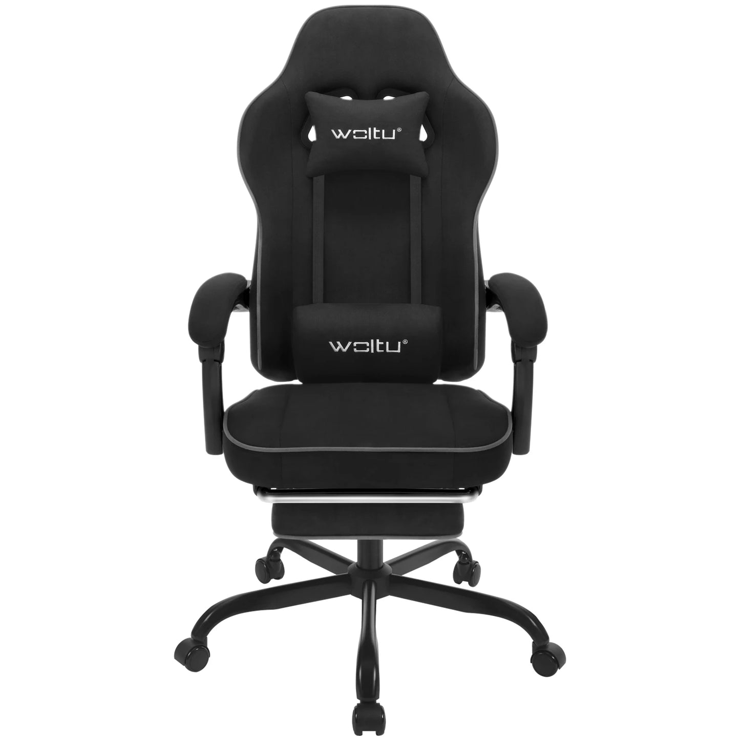 WOLTU Drehbarer Gamer-Stuhl, Gaming-Stuhl, ergonomischer Büro-Computerstuhl mit Lendenkissen, Fußstütze