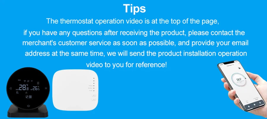 RKHK Tuya WiFi Smart Thermostat，RF Wireless Receiver Temperature Controller，For Water Gas Boiler Support Alexa and Google Home.