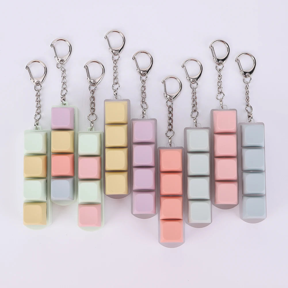 Keyboard Caps Toy Press Stress Relief Fidget 4 Key Button Keycaps Fidget Keychain Keyboard Keychain Toys Finger Keyboard Key Toy.