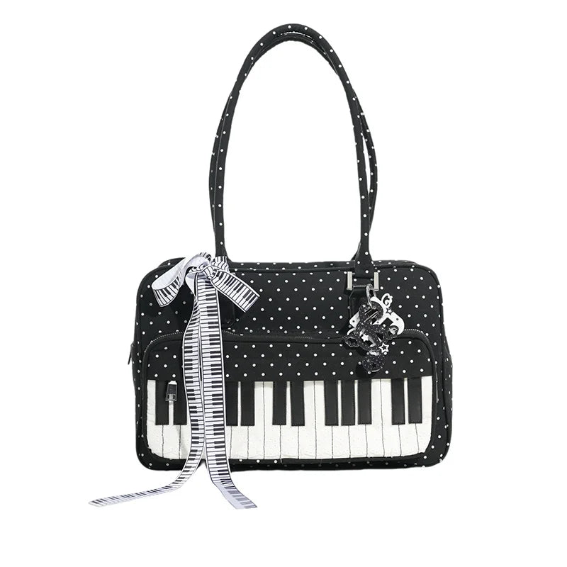 Fashion Polka Dot Ladies Piano Bag New Style Niche Underarm Shoulder Bag Sweet Personality Piano Backpack Women's Bag Square Bag