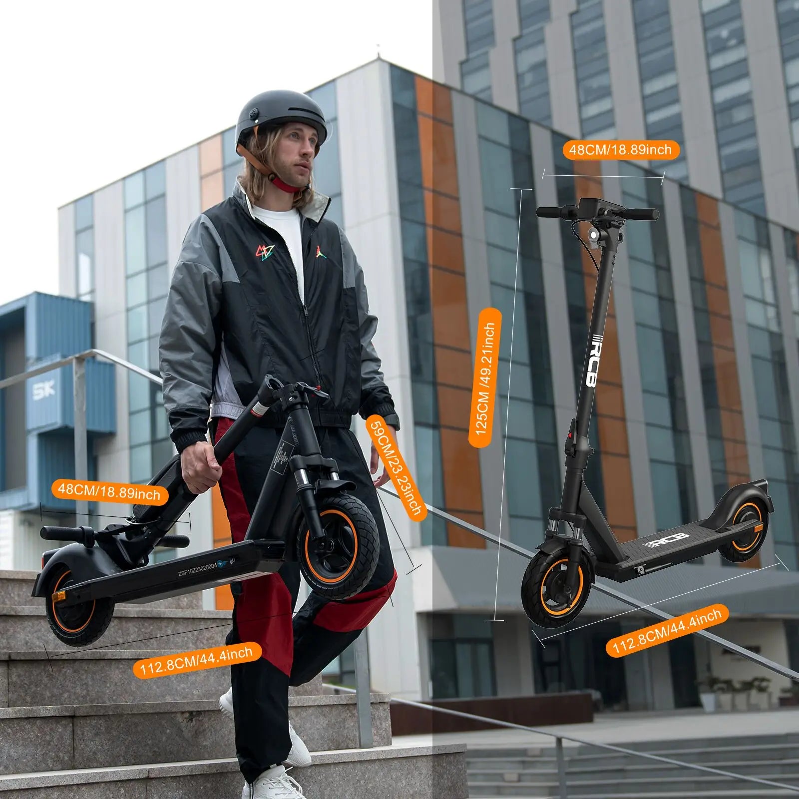RCB 350W Foldable Electric Scooter for Adult ABE, Double Brake Waterproof Body E-Scooter, 10in Honeycomb Tires 120kg Capacity.