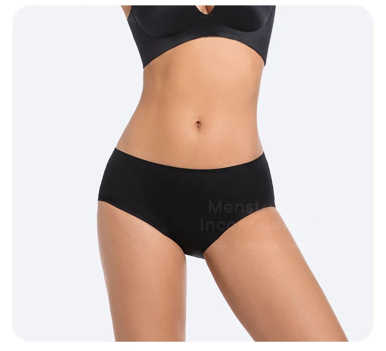 Women's Physiological Briefs Bamboo Fiber Super Absorption Mid-waist Menstrual Panties 4-Layer Leakproof    Protection.