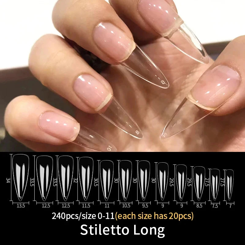 Fake Nail Press on Tips for Nails Extension Full False Acrylic Finger Short Artificial American Capsules Long Soft Gel Almond.