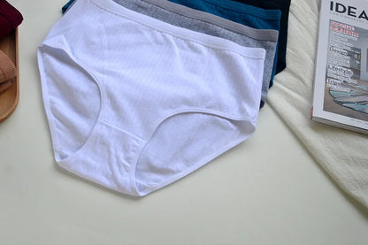 6pcs Cotton Women Panties Lady Plus Size Underwear High Waist Briefs Breathable Solid Color Female Lingerie Shorts.