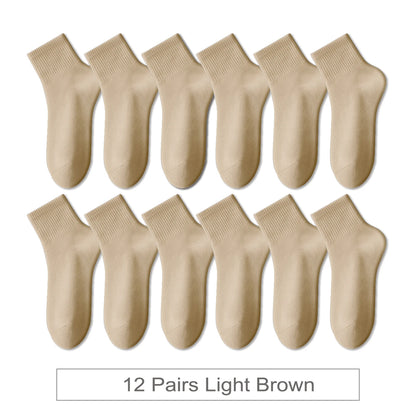 12 Pairs New Woman Cotton Socks Men Sock Short Ankle Colorful Autumn Spring Soft Breathable Colorful Girl Sock.