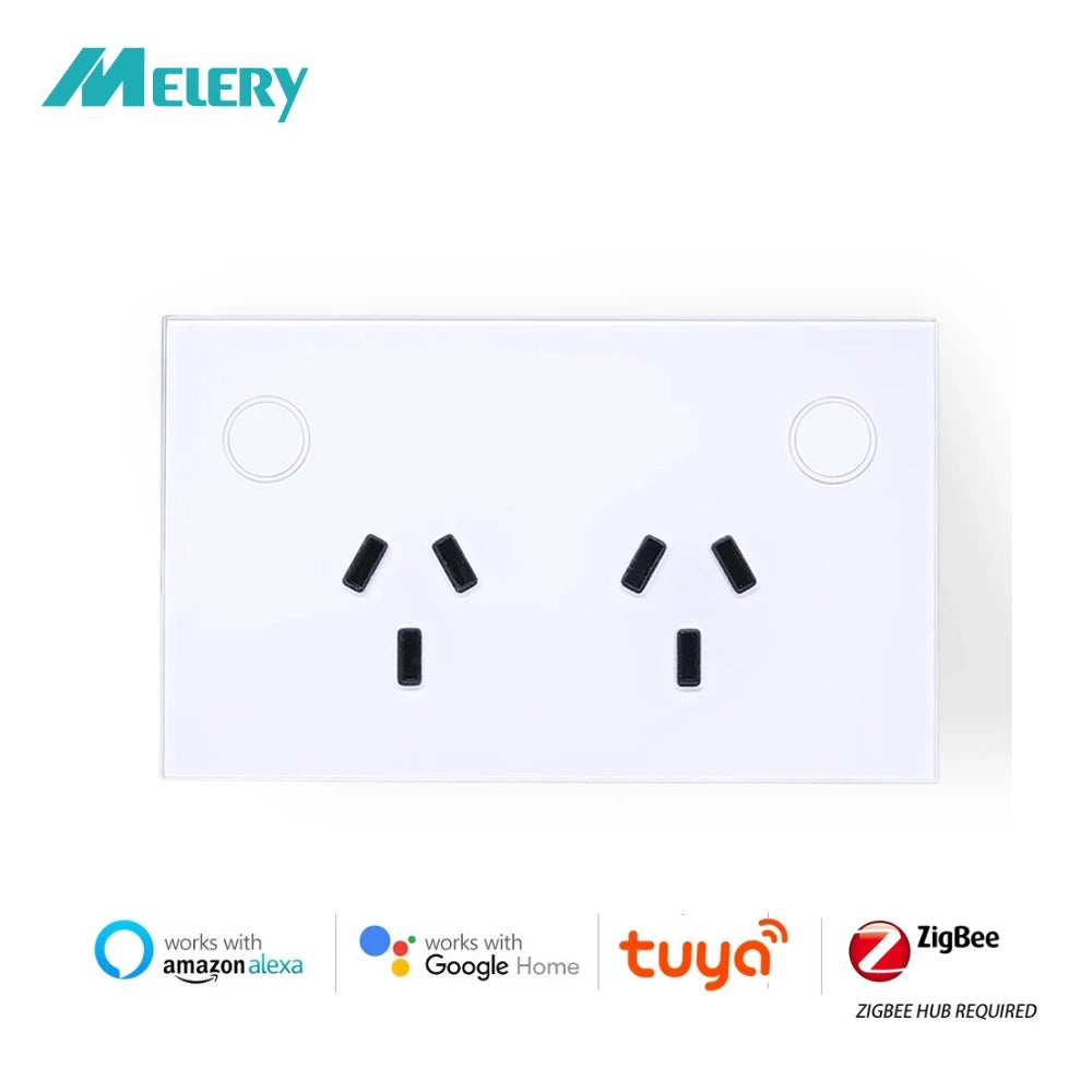 Melery Zigbee Smart Steckdose 2 Wege AU Elektrische Stecker Steckdose 10A Power Touch Sensor Schalter Drahtlose Fernbedienung Alexa Google Hause.
