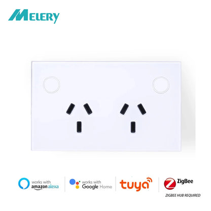 Melery Zigbee Smart Steckdose 2 Wege AU Elektrische Stecker Steckdose 10A Power Touch Sensor Schalter Drahtlose Fernbedienung Alexa Google Hause.