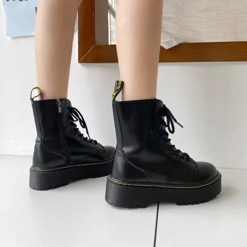 Autumn Winter Fashion Round Toe Lace-up Shoes Womens Boots Zip Ankle Boots For Women High Heels Basics Casual