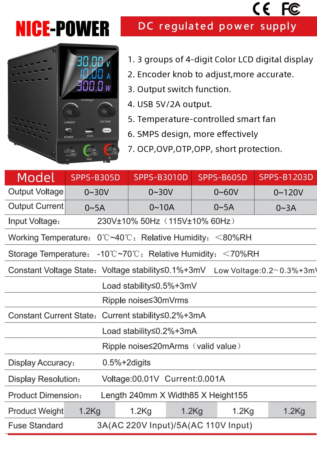 DC Lab Power Supply 30V 10A Adjustable Power Source For Phone Repair 24V 48V 72V Switching Power Supply Battery Fast Charging.
