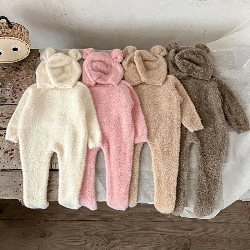 2024 neue Herbst Infant Baby Jungen Mädchen Overall + Hut Samt Einfarbig Lange SleevedNewborn Baby Mädchen Bodys Baby kleidung.