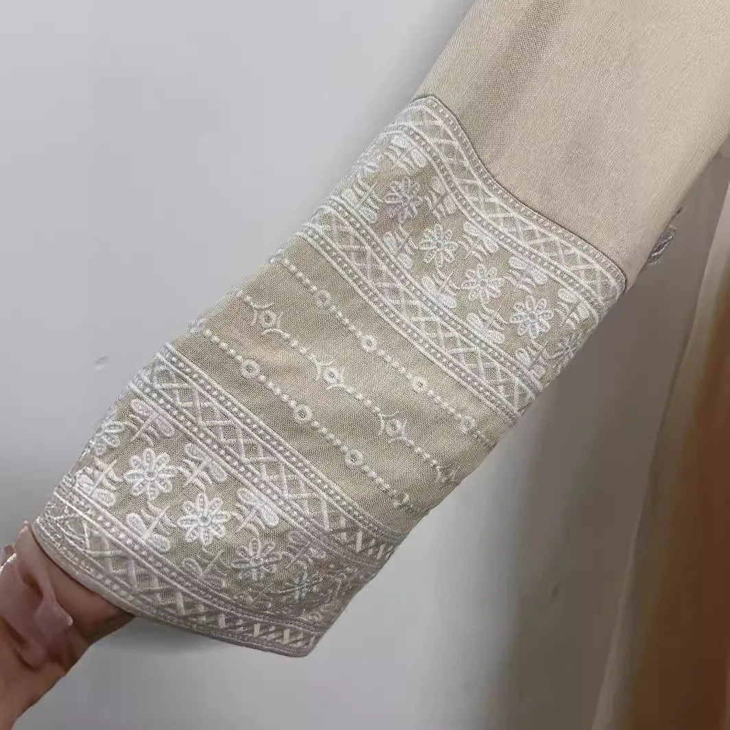 Ramadan Eid Black Open Kimono Abaya with Sashes Damen Dubai Islam Muslim Dress Kaftan Prayer Clothes Women Kebaya Robe Femme.