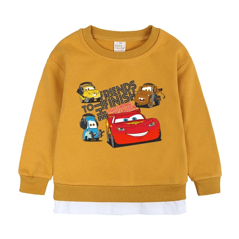 Korean Baby Clothing Sets Spring Autumn Toddler Boy Girl Cartoon Car Lightning Mcqueen Tracksuit Pullover Pants 2PCS Suit Outfit.