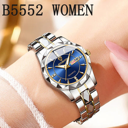 BINBONDB5552 30M Waterproof Luminous New Luxury Brand Quartz Womens Watches  Date Wristwatch Fashion Business Womens Watches.