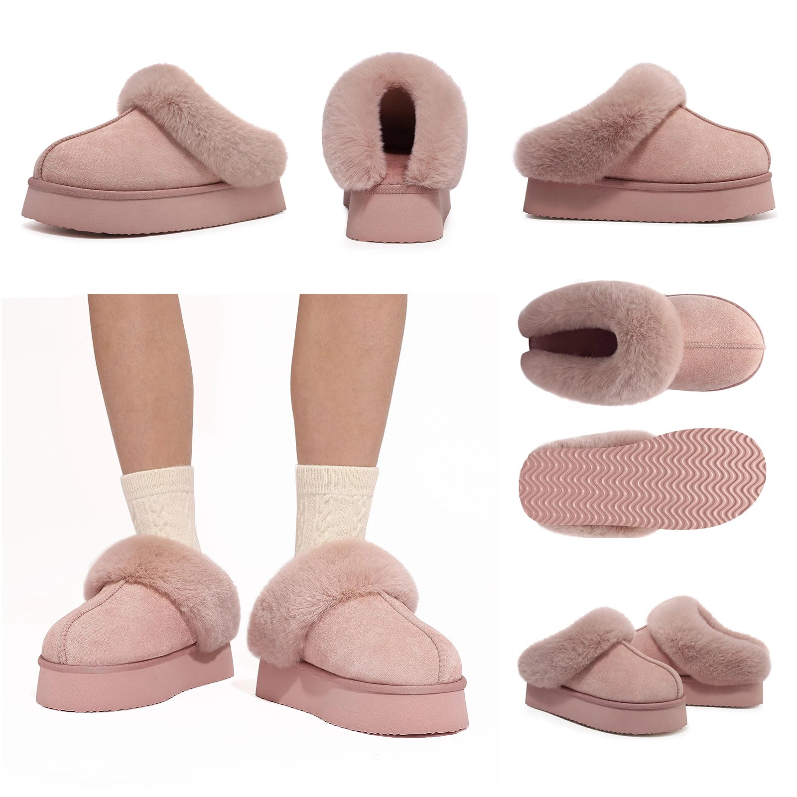 Eyriphy, Größe: 36-37 bis 46-47, Winter-Baumwollschuhe/ Pelzig/ Plateauschuhe/ Damenschuhe/ Hausschuhe Herren/ Baumwollhausschuhe Damen.