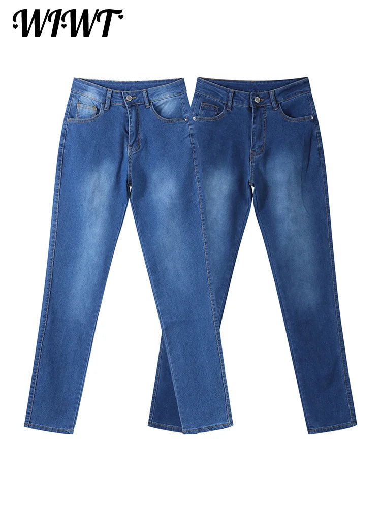 Slim High-waist Jeans Women's Sexy Skinny Pencil Pants Washed Denim Long Trousers 2025 Autumn New Ladies Zipper Streetwear.