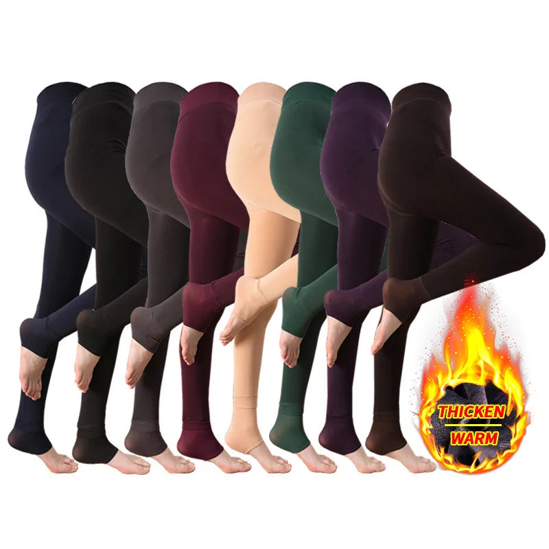 Women Winter Warm Tights Plus Size Pantyhose Thick Velvet Cashmere Fashion Colorful Tights Nylon Stretch Black Sexy High Tights
