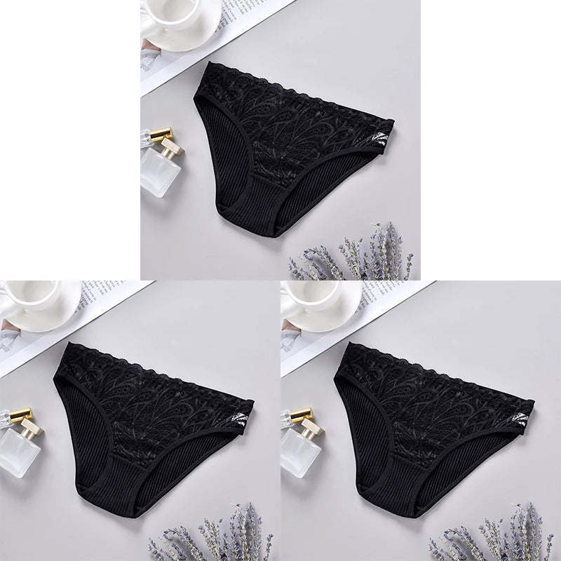 3PCS Cotton Solid Color Women's Panties Breathable Skin-friendly Women's Underwear Home Comfortable Soft Sexy Ladies' Lingerie.