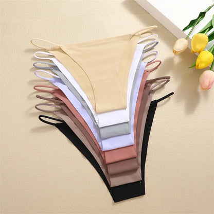 3Pcs/Set Women Seamless Panties Sexy Ultra-thin Briefs Female Ice Silk No Trace Underwear Low Rise Solid Color Soft Lingerie.
