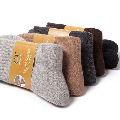 6 Pairs Winter Wool Socks Male Men's Socks Super Thicker Solid Socks Merino Plush Women's Socks Against Cold Snow Terry Socks.