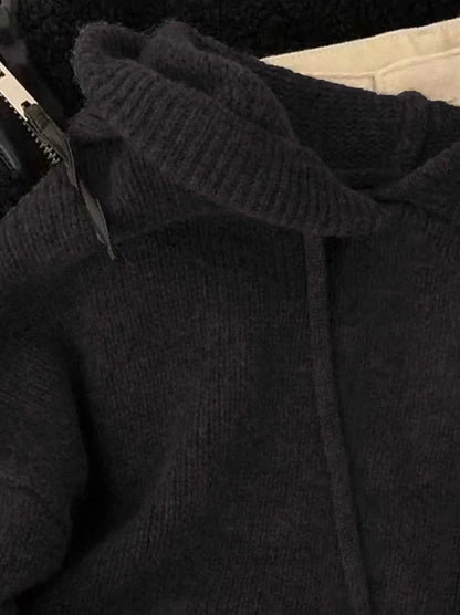 Autumn Knitted Hoodie for Women Korean Loose Thick Warm Casual Sweatshirt Bf Solid Simple Basic All Match Pullover Sweater New.